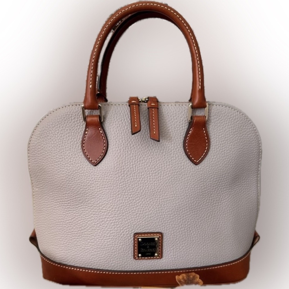 Dooney & Bourke Tan and Brown Double Zip Zip Dome Satchel - NWOT